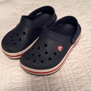 CROCS Kids Navy Water Shoes with Red Trim